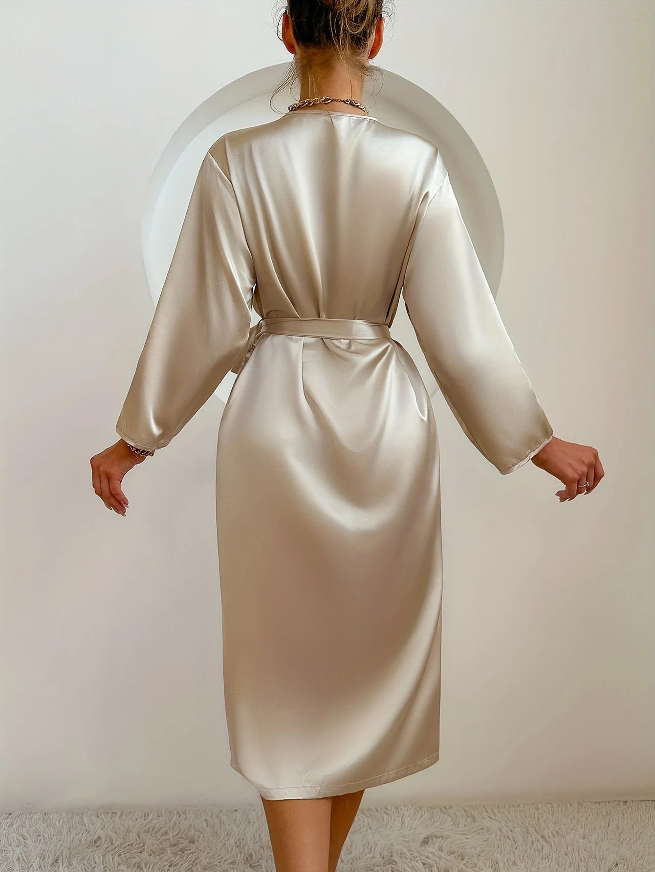 Women’s Satin Robe – Belted Elegant Solid Color Silky Comfort Bathrobe Loungewear
