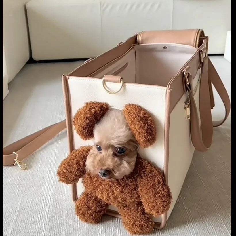 Cute Plush Pet Carrier Bag – Lightweight Breathable Head-Out Pet Travel Bag with Large Capacity, Portable Carrying Bag for Cats & Small Dogs