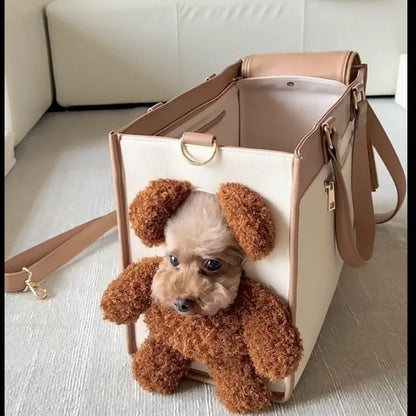 Cute Plush Pet Carrier Bag – Lightweight Breathable Head-Out Pet Travel Bag with Large Capacity, Portable Carrying Bag for Cats & Small Dogs