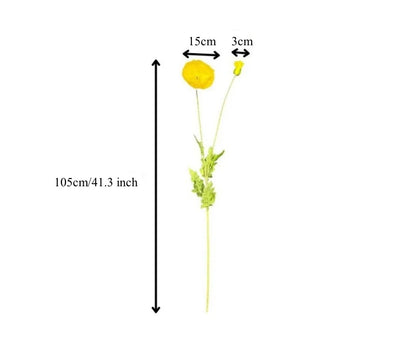 105cm Artificial Poppy Flowers – Large Realistic Faux Floral Stem for Wedding Decor, Vase Arrangements, Home Decoration, Photo Props & Window Displays