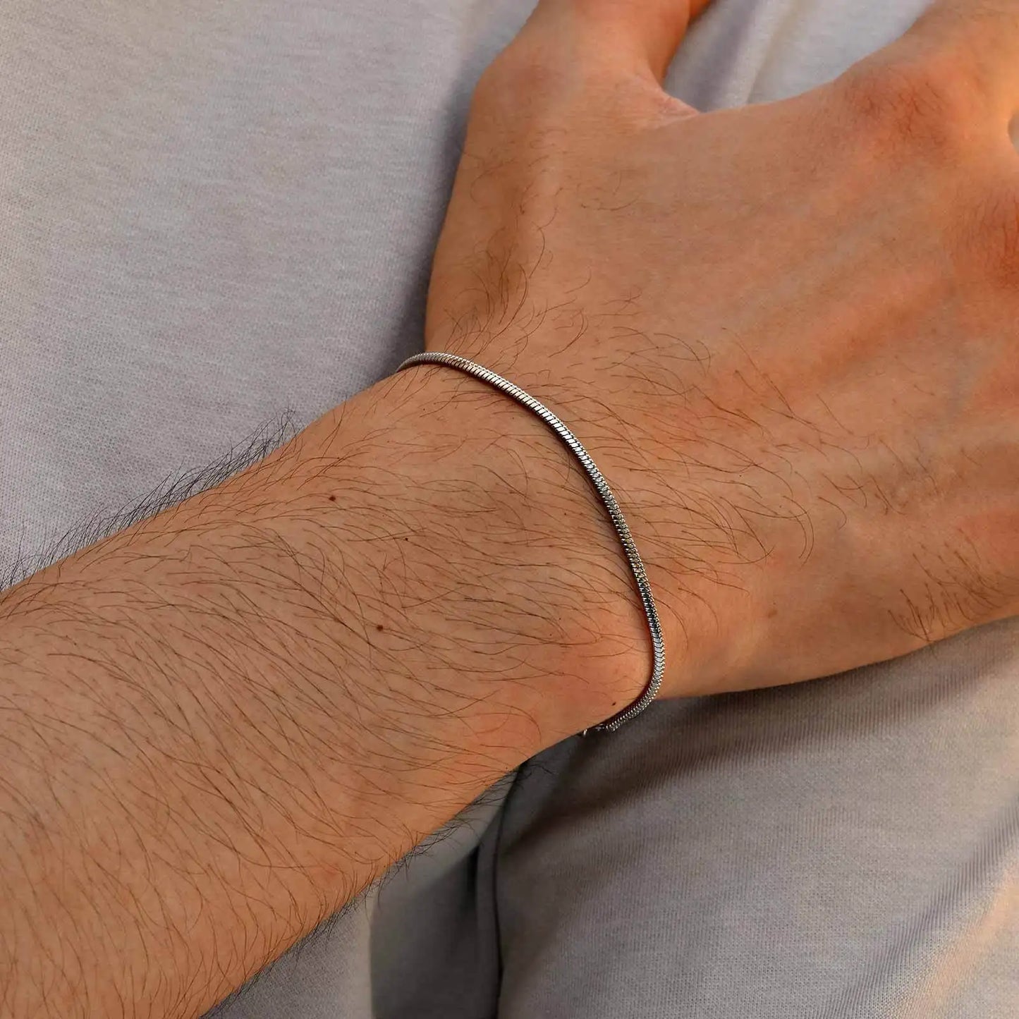 3-Piece Silver Twist Chain Bracelet Set – Never Fade Thin Chain Wristband for Men | Punk Fashion Jewelry Gift for Husband, Father & Son