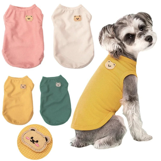 Summer Bear Dog Vest – Lightweight Breathable T-Shirt for Small Dogs, Cute Solid Pet Clothes for Chihuahuas, Pugs & Yorkies