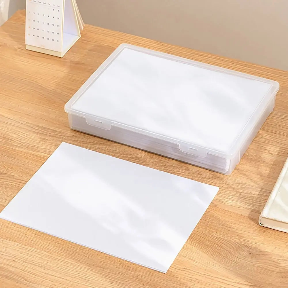 Caja organizadora de plástico transparente – Contenedor portátil a prueba de polvo para documentos, papelería y accesorios