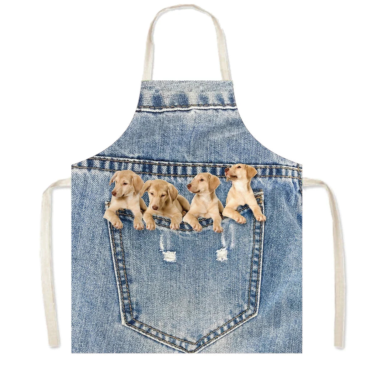 Funny Cowboy Cat & Dog Apron – Cute Pinafore Cooking & Kitchen Apron for Women, Chef, Waiter & Household Cleaning