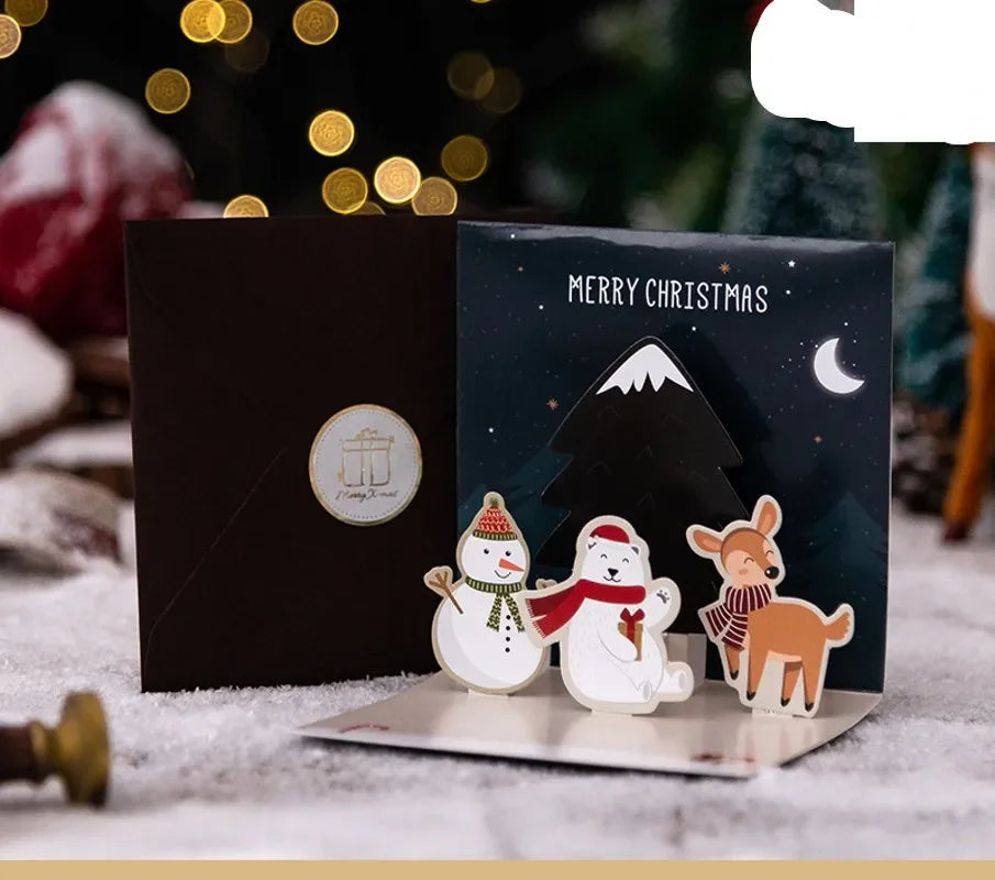 3D Folding Christmas Greeting Card – Merry Christmas & Happy New Year Gift Card for Xmas Party, Navidad & Holiday Decor
