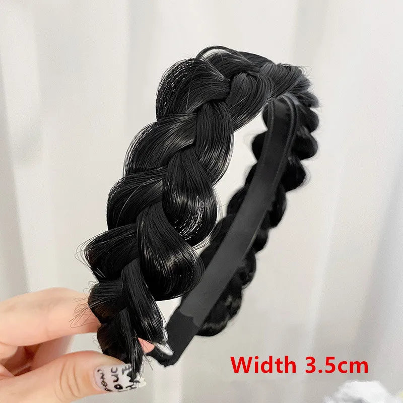 Diadema Bohemio Trenzado Sintético para Mujer Banda de Pelo Elástica para Fiestas y Cosplay