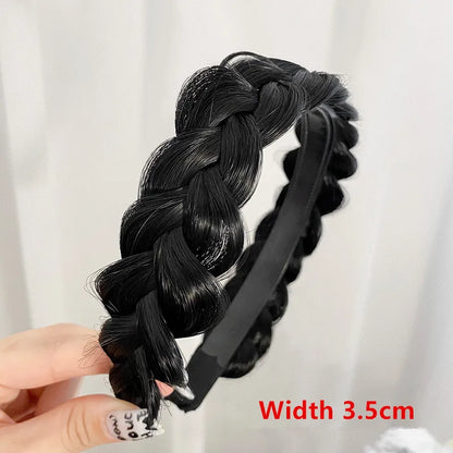 Diadema Bohemio Trenzado Sintético para Mujer Banda de Pelo Elástica para Fiestas y Cosplay