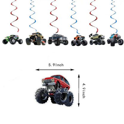 Monster Truck Birthday Party Supplies – Disposable Plates, Napkins, Banner & Tablecloth for Kids' Boys' 2nd Birthday Decorations