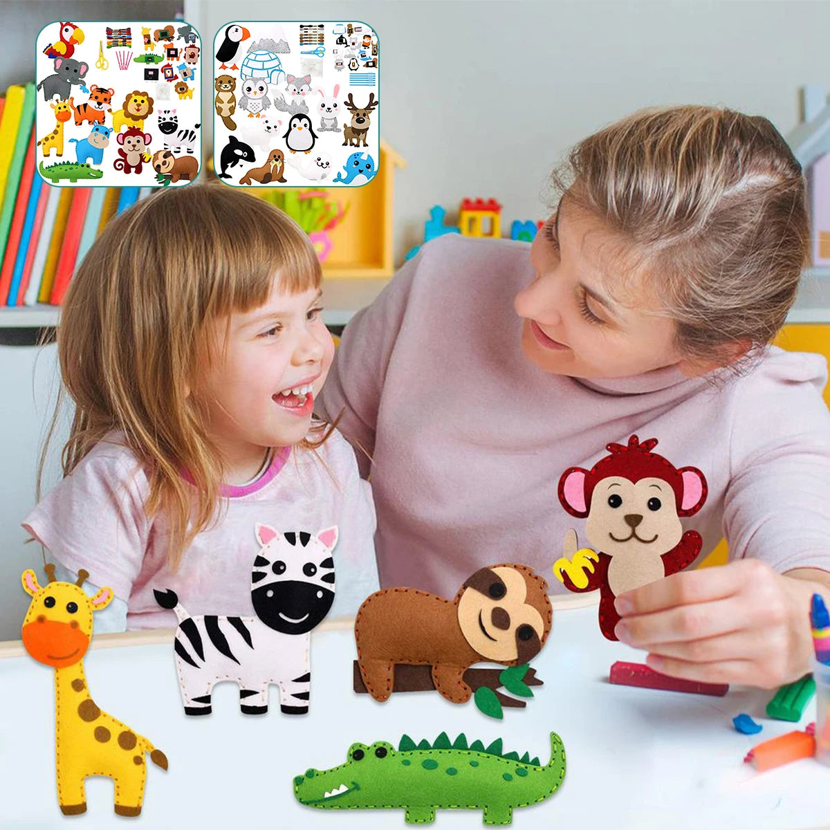 Kit de costura de animales del bosque para niños – Juego de manualidades de fieltro para principiantes, juguete educativo de costura, regalo de aprendizaje creativo y artístico para niñas