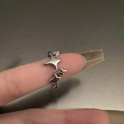 Anillo Ajustable Vintage Cruz y Estrella Irregular – Anillo Abierto Gótico Punk Plateado para Pareja, Hombre y Mujer | Joyería de Regalo Y2K E-Girl