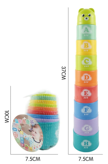 Gobelets empilables chiffres et lettres pour enfants – Jouet sensoriel Montessori éducatif pour tout-petits, jeu de puzzle d'apprentissage précoce, cadeau d'activité d'empilement rapide