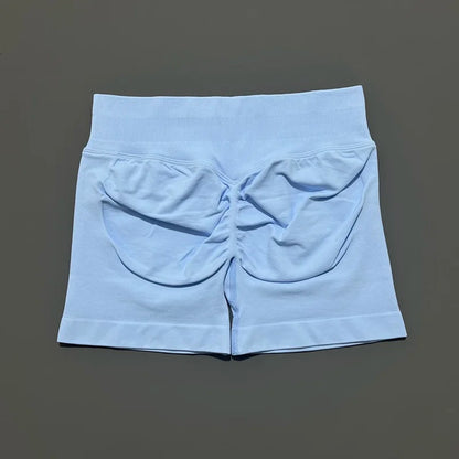 Pantalones cortos de gimnasio sin costuras con efecto Scrunch Butt para mujer – Pantalones cortos de yoga de cintura alta para correr, entrenar, fitness y ropa deportiva