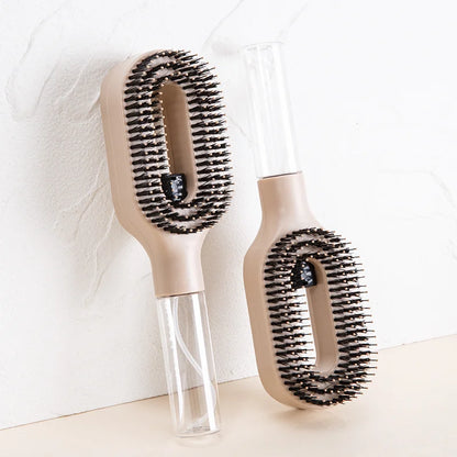 2-in-1 Detangling Spray Hair Brush with Water Mist Bottle – Anti-Static Scalp Massage Comb for All Hair Types