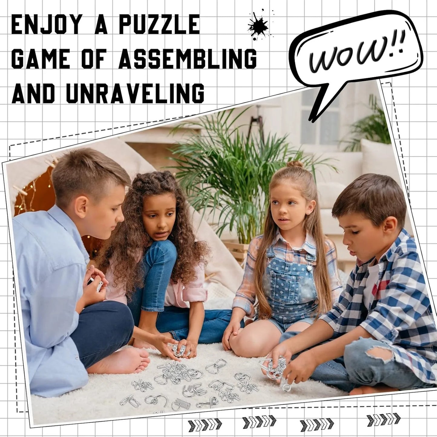 Metal Wire Puzzle Set – Brain Teaser IQ Challenge, Disentanglement Iron Link Interlock Puzzle Game, Chinese Ring Magic Trick Toy for Adults & Kids