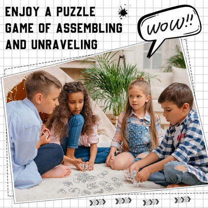 Metal Wire Puzzle Set – Brain Teaser IQ Challenge, Disentanglement Iron Link Interlock Puzzle Game, Chinese Ring Magic Trick Toy for Adults & Kids