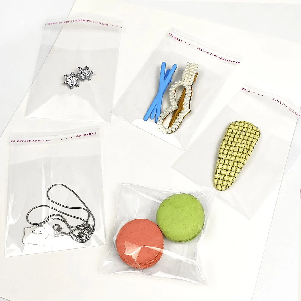 100/1000PCS Bolsas OPP transparentes autoadhesivas – Bolsas de celofán transparentes para joyería, regalos, galletas y dulces | Bolsas de plástico resellables