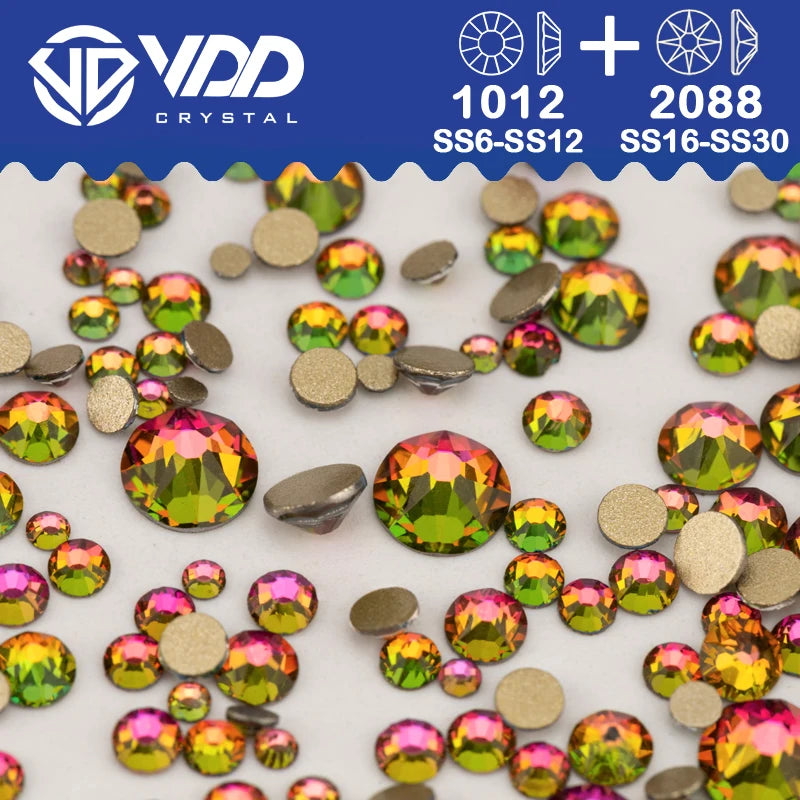 VDD Piedras Preciosas de Cristal Doradas de Fondo Plano – 2088 Cristales de Strass para Arte de Uñas, Manualidades y Decoraciones DIY
