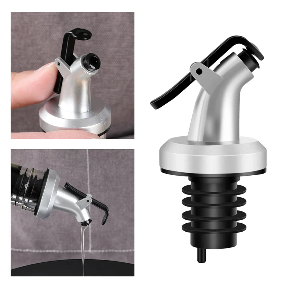 3PCS Silver Oil Bottle Pour Spouts – Plastic Spray Nozzle Caps for Soy Sauce, Vinegar & Cooking Oil Kitchen Bottles