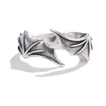 Vintage Angel & Demon Wing Adjustable Couple Ring – Retro Silver Gothic Punk Open Band Ring for Men & Women