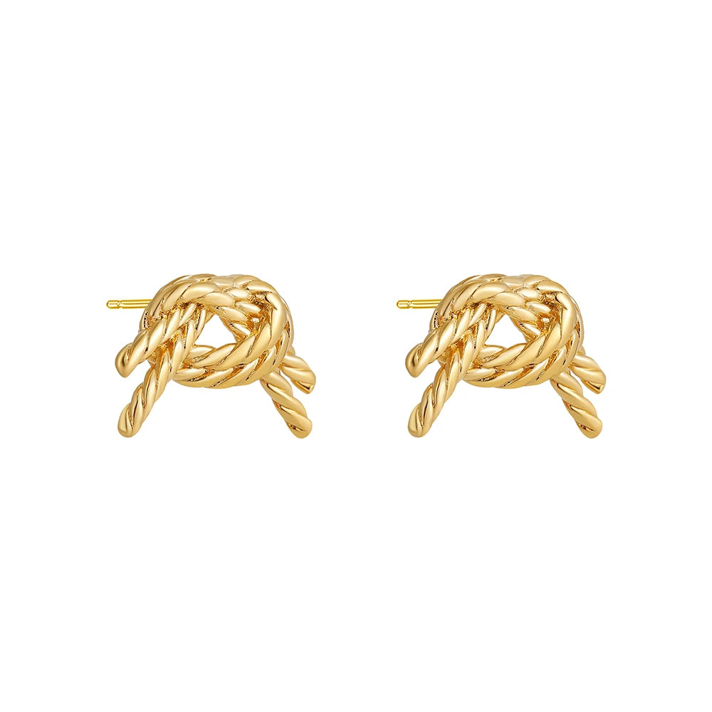 Pendientes de Moda Llamativos de Acero Inoxidable Chapado en Oro Círculo Geométrico Retorcido Vintage para Mujer