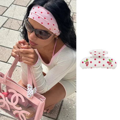 Pinzas para el pelo de cereza bonitas – Pinzas para el pelo de acetato con diamantes de imitación de frutas, flores y mariposas para mujeres y niñas | Accesorios para el pelo de moda Kawaii