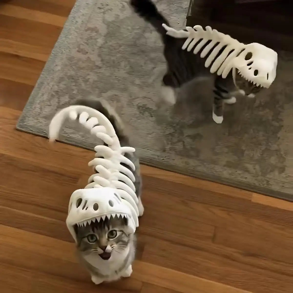 ZHAYA Dinosaur Skeleton Hat – Plush Tyrannosaurus Rex Bone Headpiece for Dogs & Cats, Adjustable Funny Photo Prop & Cosplay Costume