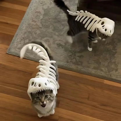 ZHAYA Dinosaur Skeleton Hat – Plush Tyrannosaurus Rex Bone Headpiece for Dogs & Cats, Adjustable Funny Photo Prop & Cosplay Costume