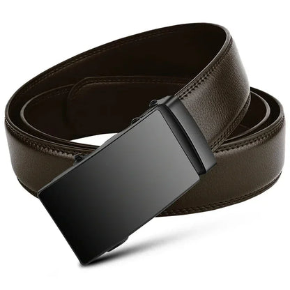 Men's Fashion Automatic Buckle Belt – Business-Style PU Leather Black Waist Strap for Jeans, Casual & Formal Wear
