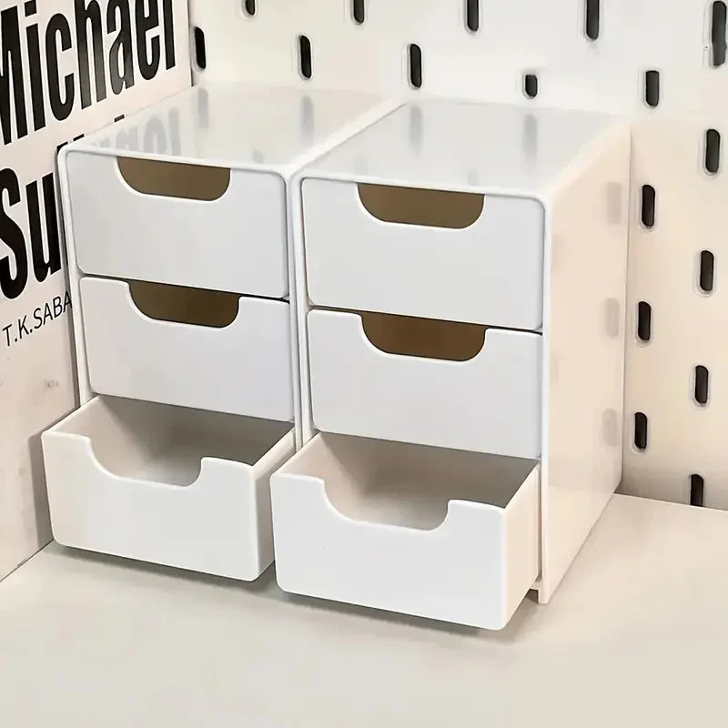 Organizador de almacenamiento de cosméticos de plástico de 3 niveles – Caja con cajones multifuncional para maquillaje, joyas, cuidado de la piel, material de oficina y organización de encimeras