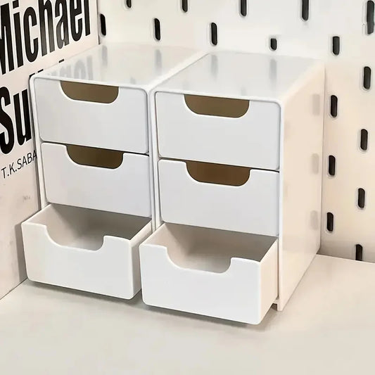Organizador de almacenamiento de cosméticos de plástico de 3 niveles – Caja con cajones multifuncional para maquillaje, joyas, cuidado de la piel, material de oficina y organización de encimeras