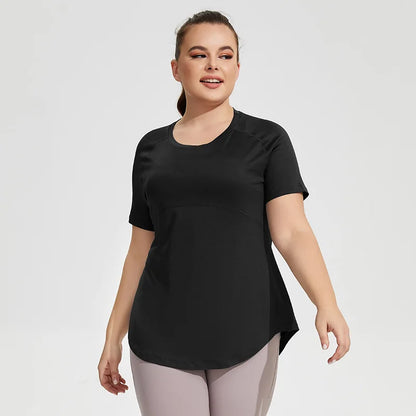 Plus Size Women's Sports T-Shirt – Short-Sleeve Breathable Fitness & Yoga Top for Gym, Running, Training & Everyday Activewear