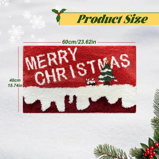 Tapete de Navidad – Felpudo de Papá Noel y Galleta de Jengibre para Interiores y Exteriores con Decoración Navideña para el Hogar