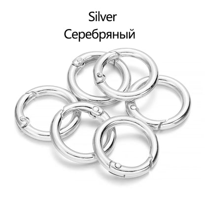 5-Piece Metal Spring O-Ring Carabiner Keychain Clips – Openable Round Buckle Connectors for DIY Keychains, Dog Chains & Jewelry Making