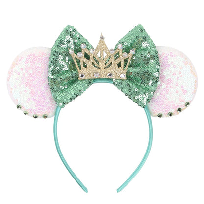 Diadema con Orejas de Rana de la Princesa Tiana – Diadema con Lazo y Corona Inspirada en Disney para Mujeres y Niñas | Accesorios para el Pelo de Festival y Niños