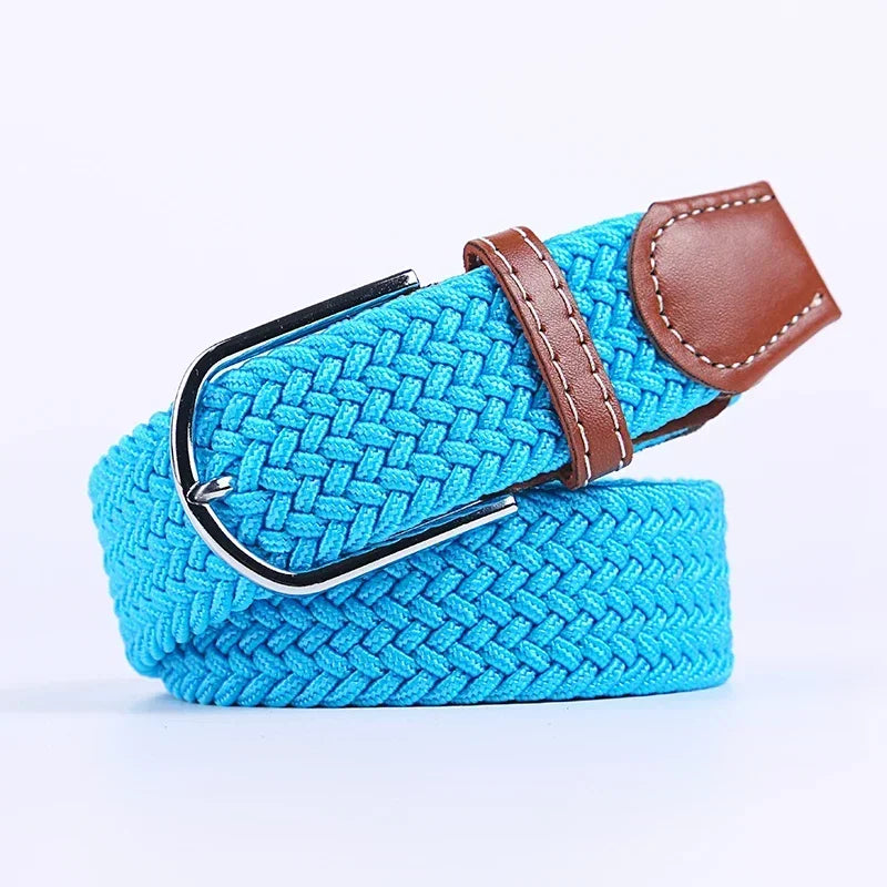 Ceinture élastique tressée unisexe en toile tissée, à boucle ardillon, pour jeans (107/120/130cm)