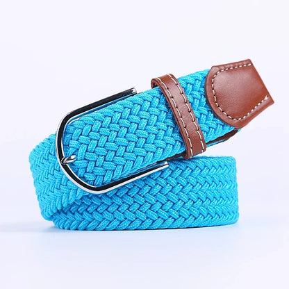 Ceinture élastique tressée unisexe en toile tissée, à boucle ardillon, pour jeans (107/120/130cm)