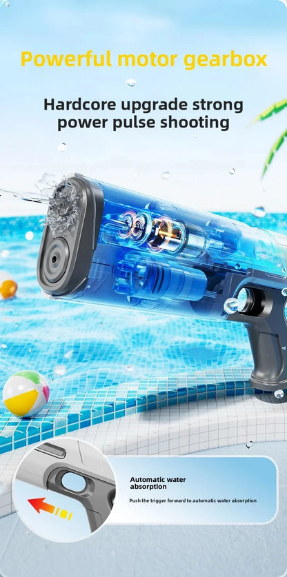 Pistolet à Eau Électrique pour Adultes – Puissant Lanceur d'Eau Automatique avec Grand Réservoir d'Eau pour Piscine d'Été, Plage et Jeux Aquatiques Extérieurs