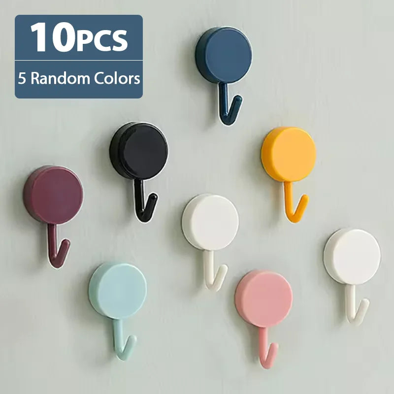 Ganchos de pared autoadhesivos de 5/10 piezas – Ganchos fuertes sin taladro para baño, cocina, puerta, almacenamiento de ropa y toallas
