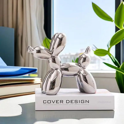 Sculpture de Chien Ballon en Céramique Nordique – Figurine Décorative Moderne pour Maison, Bureau et Étagère