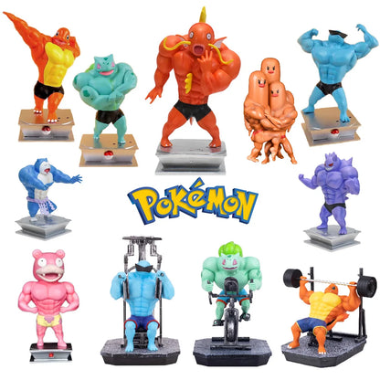 18cm Pokémon Figures – Gym Cartoon Fitness Muscle Action Figures (Charmander, Bulbasaur, Squirtle) Anime Fit Model Figurines Toys