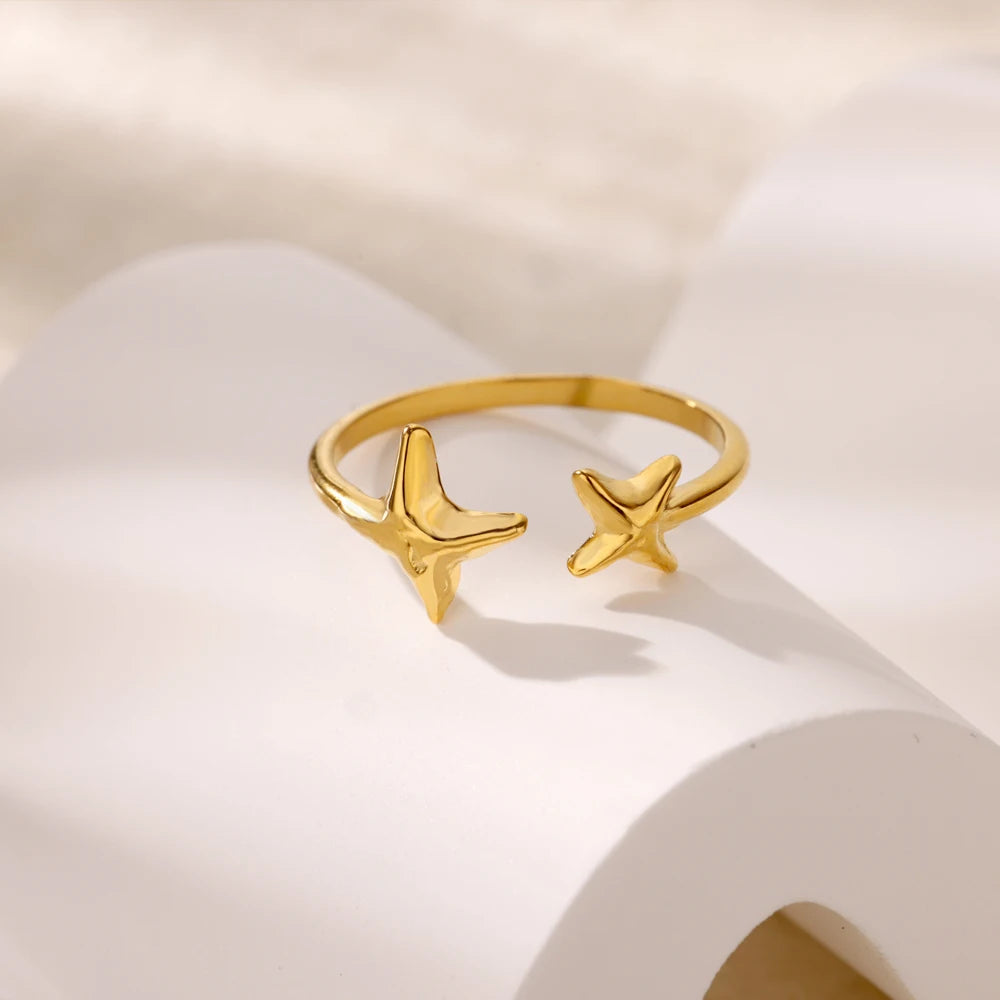 Anillo de circonita de acero inoxidable ajustable con diseño de ojo turco – Anillo de boda geométrico de color dorado para mujer | Regalo de joyería de lujo de moda