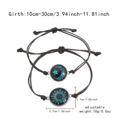 Luminous Sun & Moon Couple Bracelets – Handmade Braided Rope Matching Charm Bracelets for Men & Women | Romantic Jewelry Gift