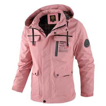 Men’s Casual Hooded Parka Jacket – Solid Color Outdoor Coat, Stylish Autumn & Winter Outerwear