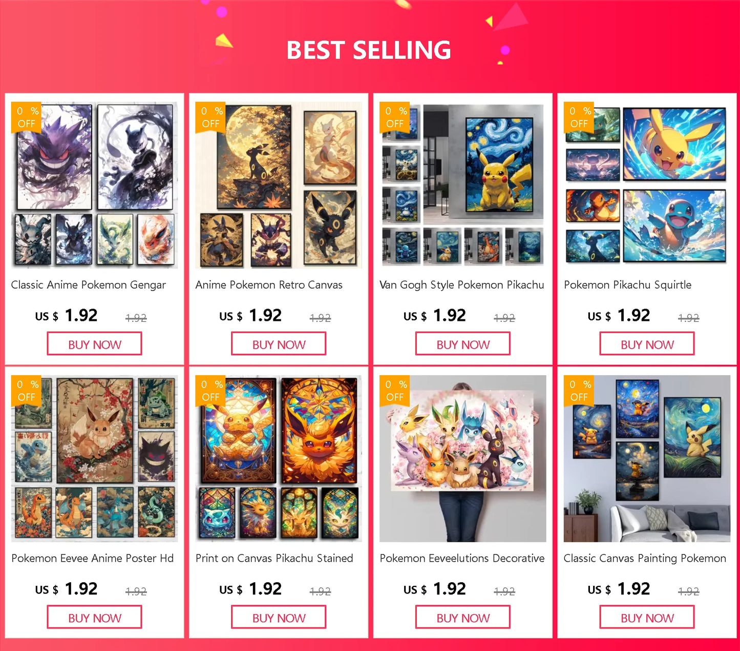 Pokémon Eevee Ink Style Canvas Wall Art – Fantasy Decorative Painting for Home & Room Decor