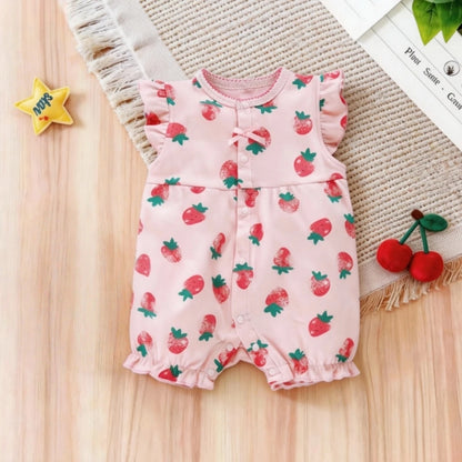 Pelele de verano para bebé recién nacido – Body de manga corta de algodón suave con estampado de dibujos animados para bebés y niñas (3-18 meses)