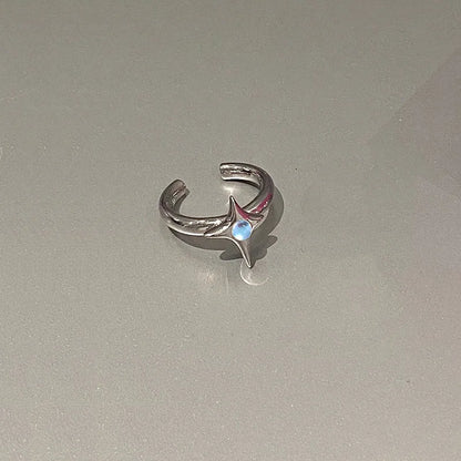 Anillo Ajustable Vintage Cruz y Estrella Irregular – Anillo Abierto Gótico Punk Plateado para Pareja, Hombre y Mujer | Joyería de Regalo Y2K E-Girl