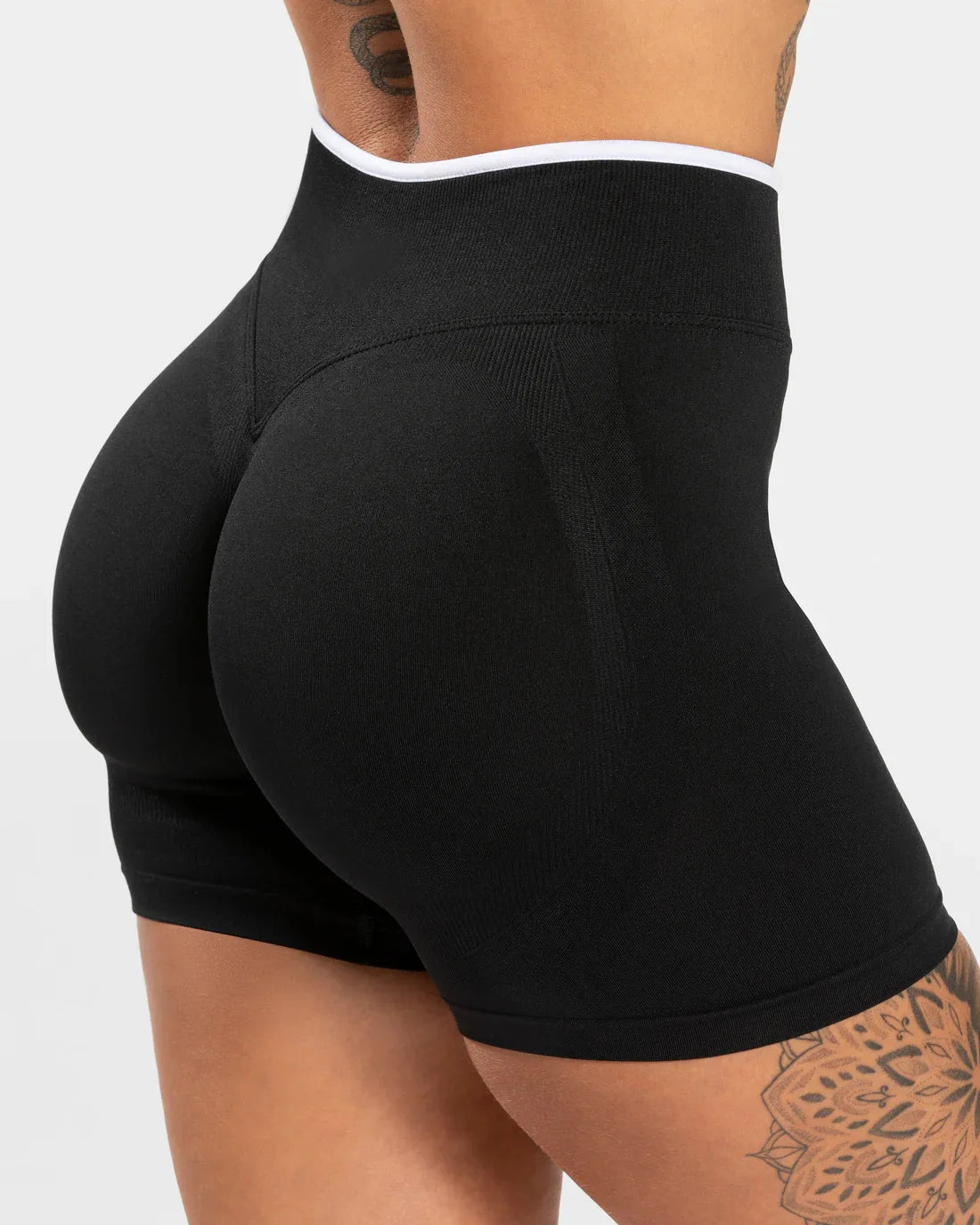 Women’s Seamless Color Block Yoga Shorts High Waist Butt Lifting Gym Workout Running Shorts