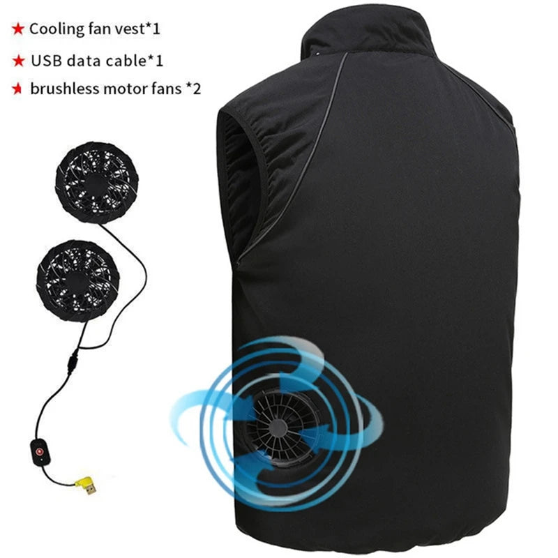 Men's USB Cooling Vest – Rechargeable Fan Jacket for Outdoor Work, Sports, Hiking & Summer Heat Protection
