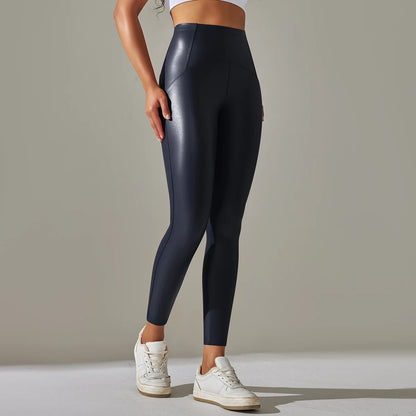6 Color Autumn Winter Thin Velvet PU Leather Leggings Women High Elastic Waist Trousers Sexy Slimming Pants