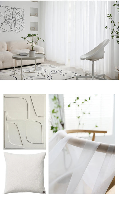 Cortinas de tul blanco transparente modernas – Paneles transparentes para ventanas de sala de estar y dormitorio